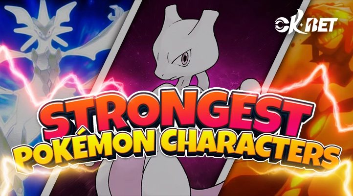 a cartoon character on a purple background with a text of strongest pokemon character