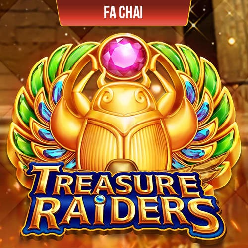 a gold scarab with a gem on it of treasure raiders