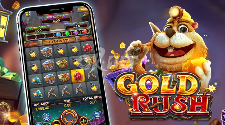 a animal in a gold rush with a phone playing slot game gold rush