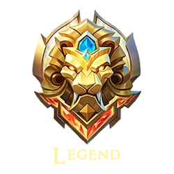 a legend lion in gold color with blue diamond in head