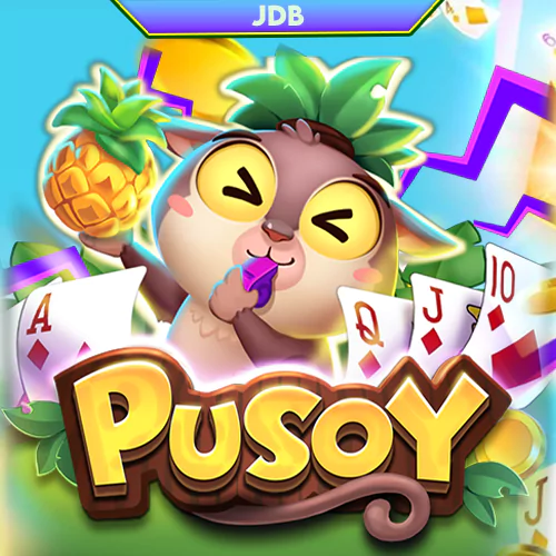 a video game cover with a cartoon animal holding a pineapple and cards pusoy