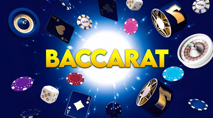 bright-baccarat-casino-game-graphic-with-chips-dice-cards-and-roulette-wheel-and-how-to-bet-on-baccarat