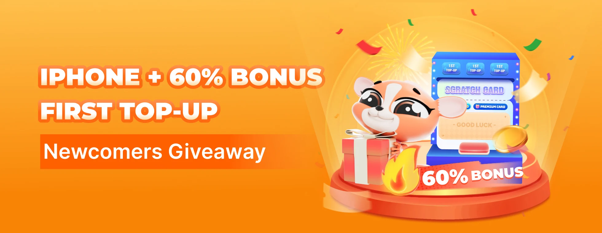 Newbie Daily iPhone Giveaway, 60% bonus on the first recharge!